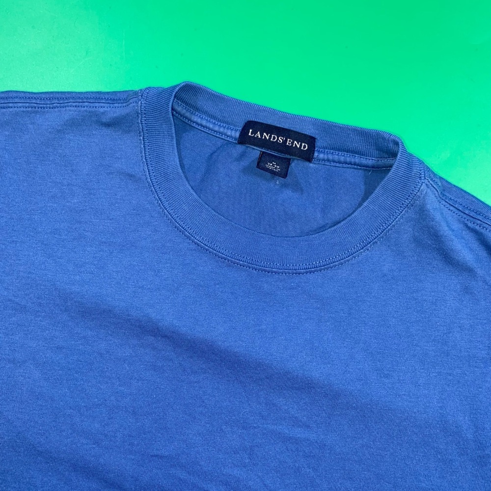 Lands End Mens Blue Crew Neck T Shirt‎ Size M 38 40 Short Sleeve Casual Basic